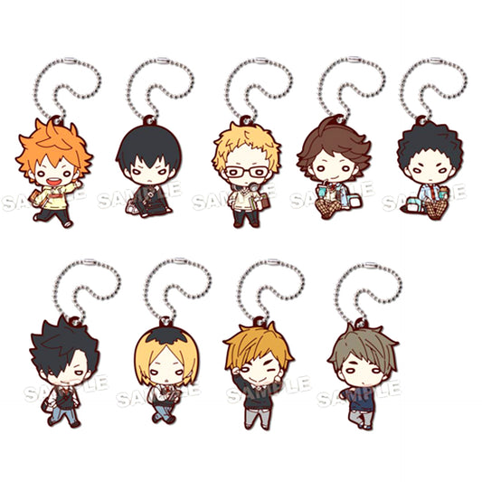 Set of 9 Haikyu!! Nitotan School Life Rubber Mascot [USED]