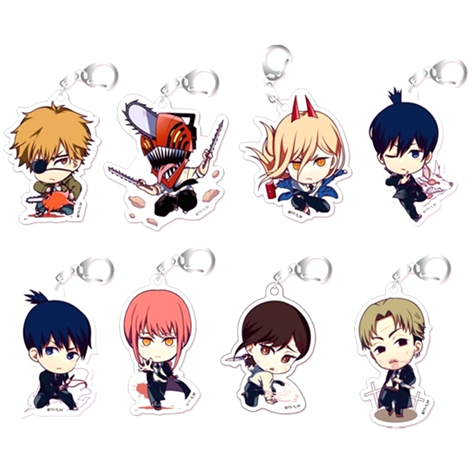 Set of 8 Chainsaw Man Tatakae Acrylic Keychain Collection [USED]