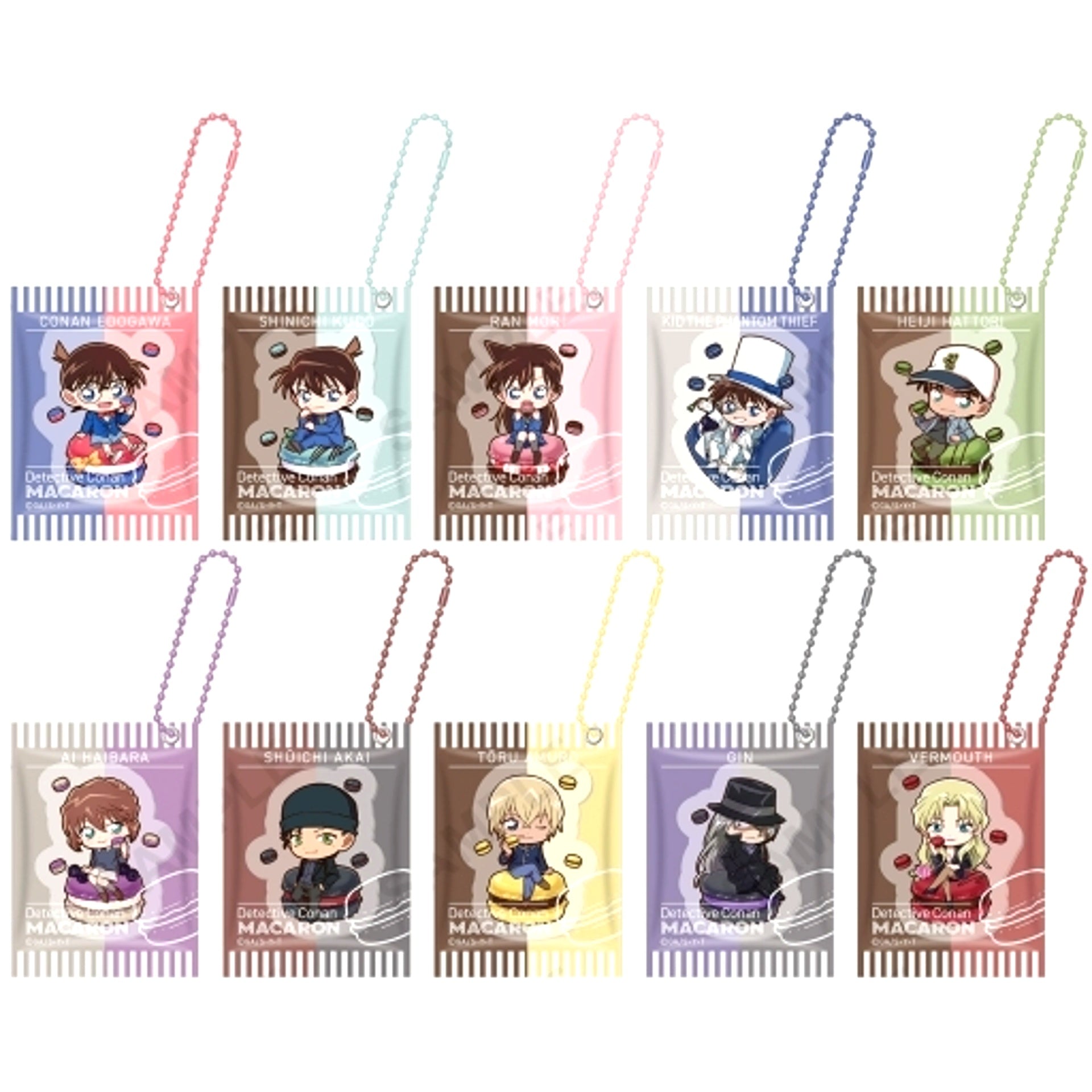 Set of 10 Detective Conan Oyatsu Keychain Macaron ver. [USED]