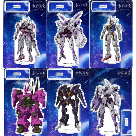 Set of 6 Mobile Suit Gundam The Witch from Mercury Acrylic Stand Collection [USED]