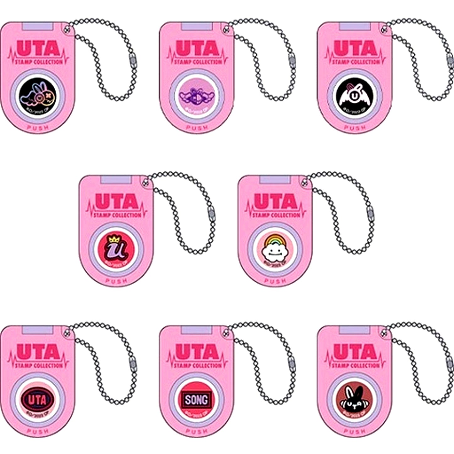 Set of 8 One Piece Film Red Trading Stamp Keychain Uta [USED]