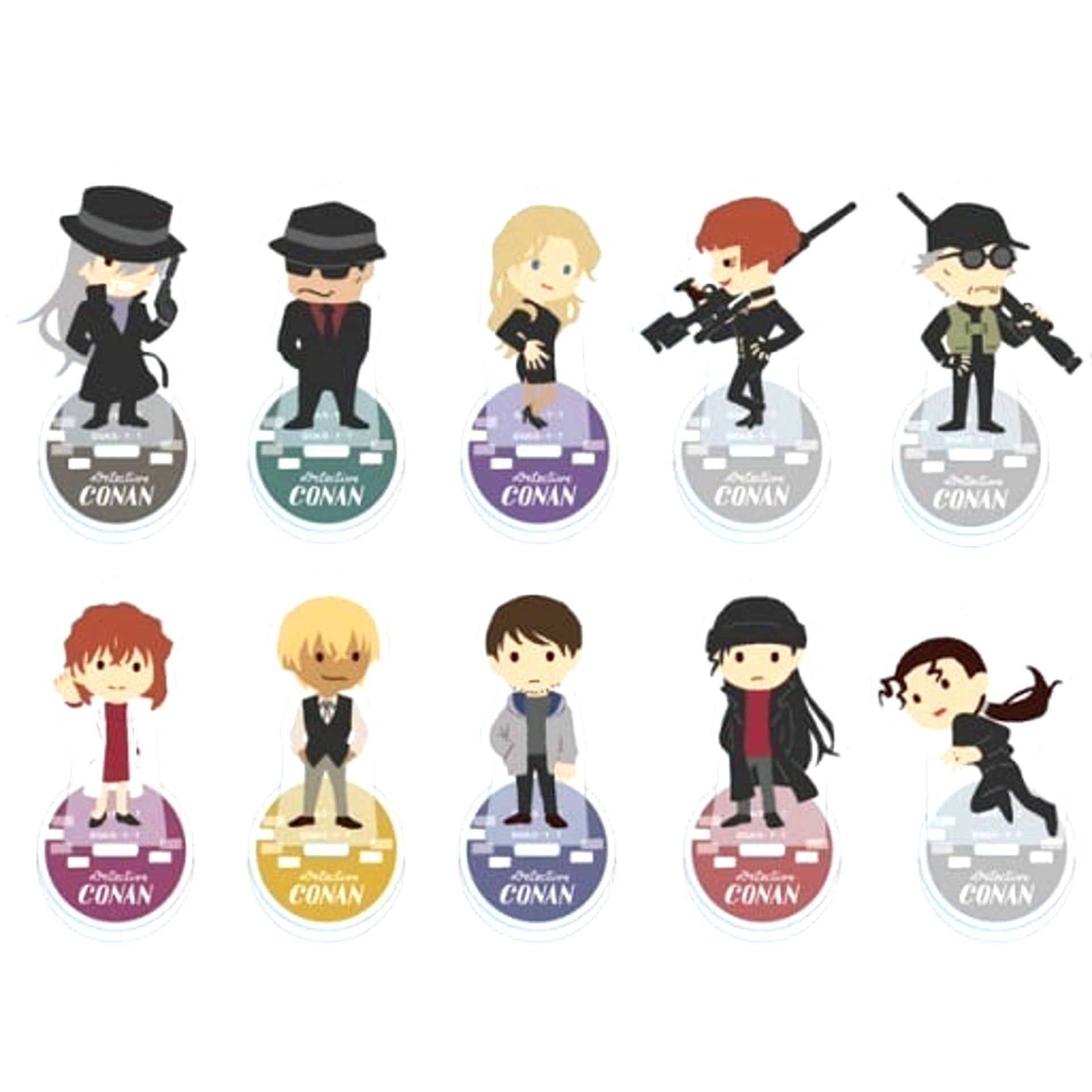 Set of 10 Detective Conan Acrylic Keychain Collection with Stand Yuru Palette Pattern C [USED]