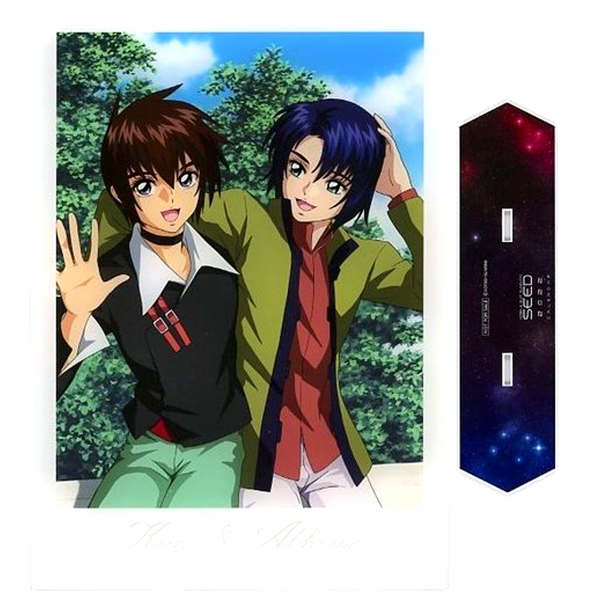 Kira Yamato & Athrun Zala Mobile Suit Gundam SEED Illustration Desktop Calendar 2022 Set Bundle Bonus Big Acrylic Art Panel [USED]