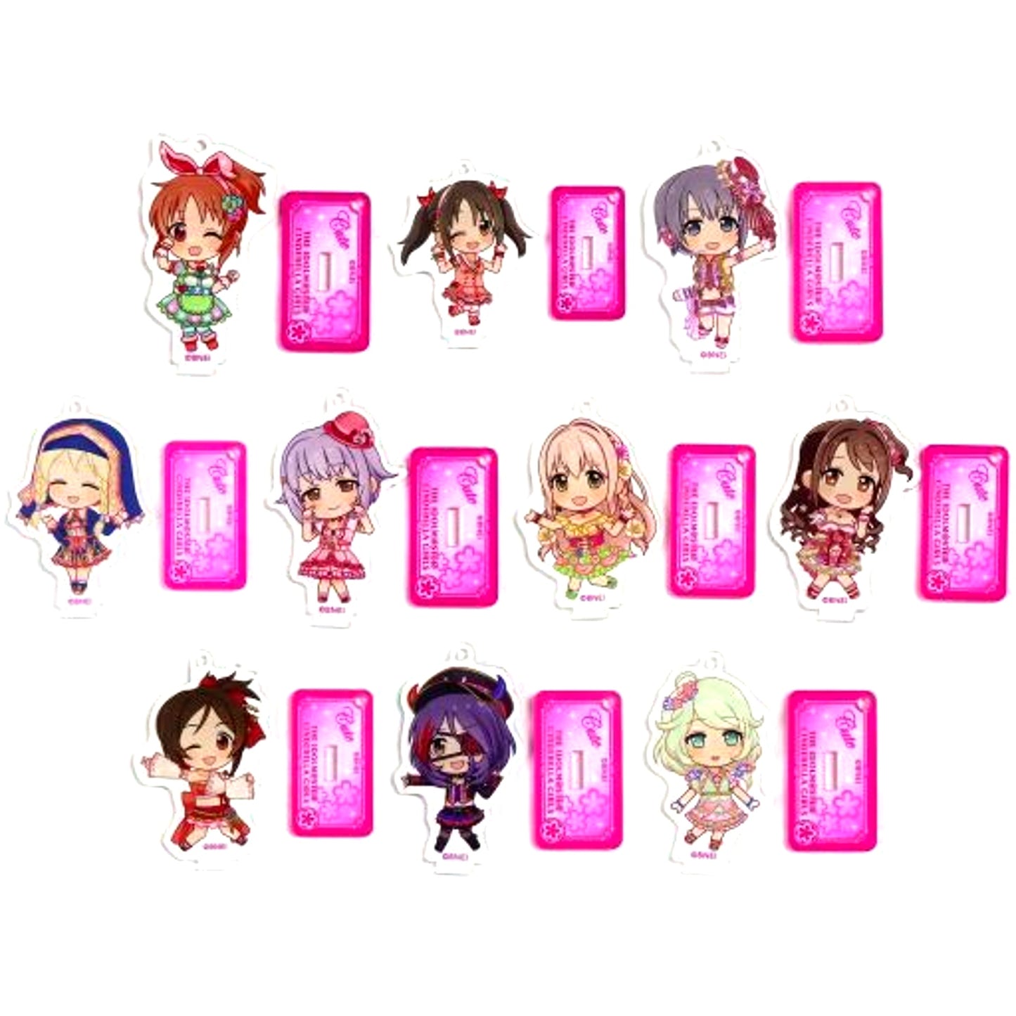 Set of 10 The Idolm@ster Cinderella Girls Keychain Collection with Stand CUTE [USED]