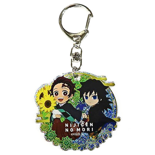Demon Slayer: Kimetsu no Yaiba Tanjiro Kamado Giyu Tomiokau Acrylic Keychain Pair Nijigen-No Mori Collaboration 5th Limited Keychains [USED]