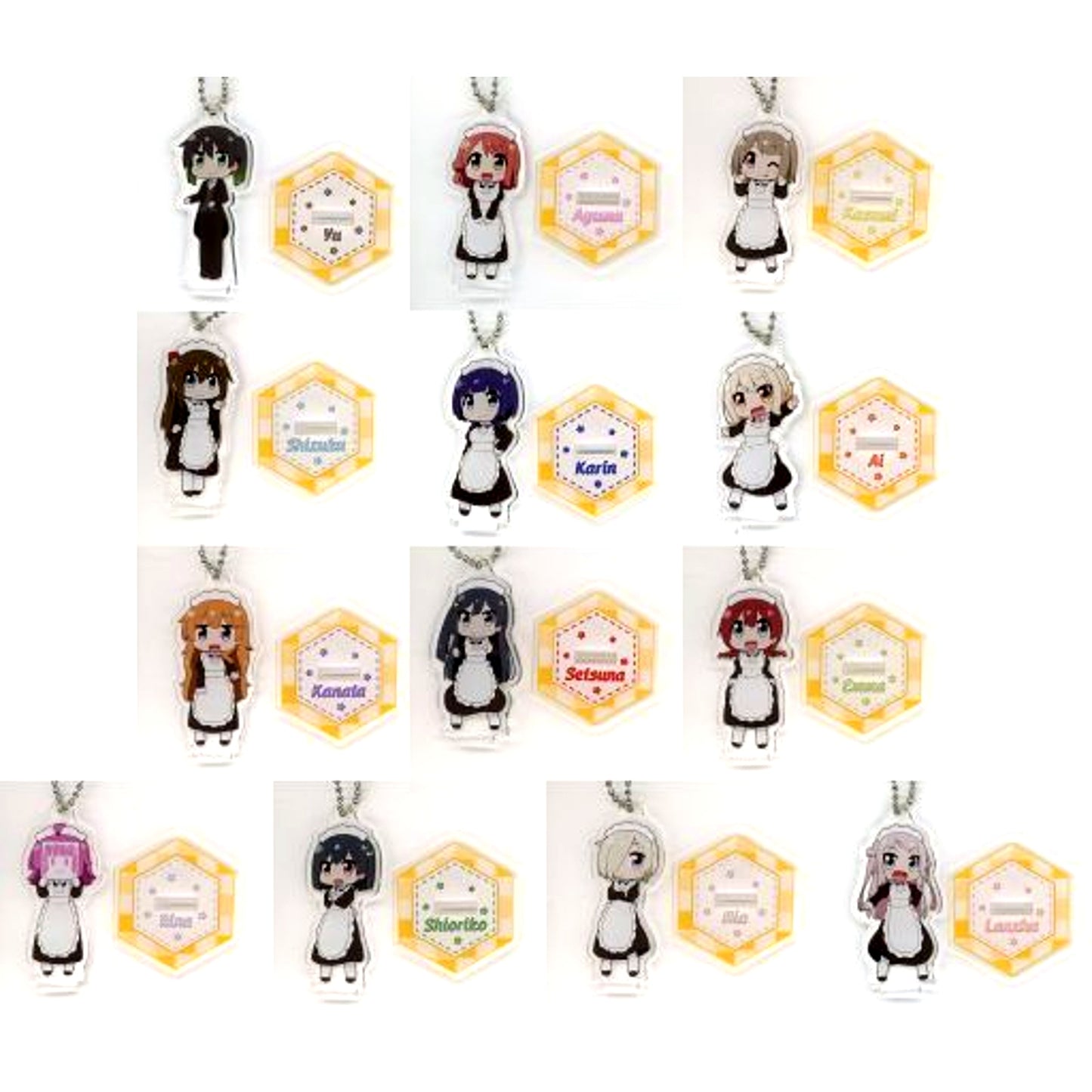 Set of 13 Nijigaku Waitress Love Live! Nijigasaki High School Idol Club GiGO Collabo Cafe LoveLive!Days Deformed Acrylic Keychain with Stand [USED]