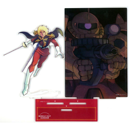 Char Aznable Mobile Suit Gundam & Hello Kitty Project 2020 Love and Peace Acrylic Stand with Background Animate Ltd [USED]