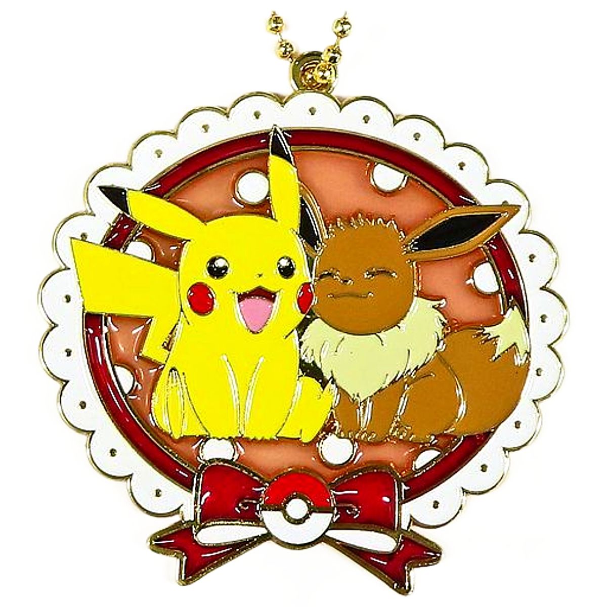 Pokemon Eevee Pikachu Stained Glass Ball Chain Eevee Ver. Keychains [USED]