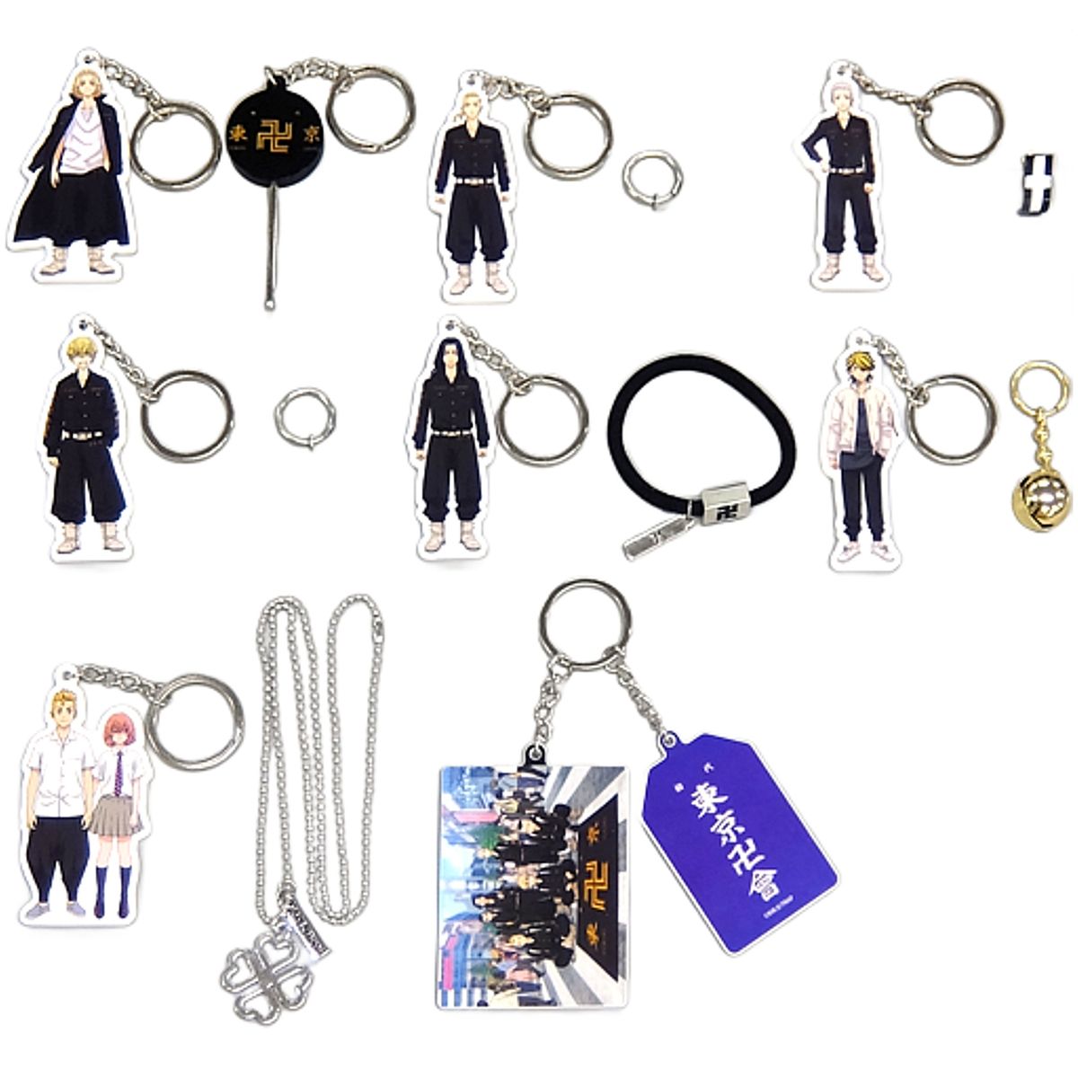 Keisuke Baji & Others Tokyo Revengers All 8 Types Set Character Homage Accessorie & Keychain [USED]