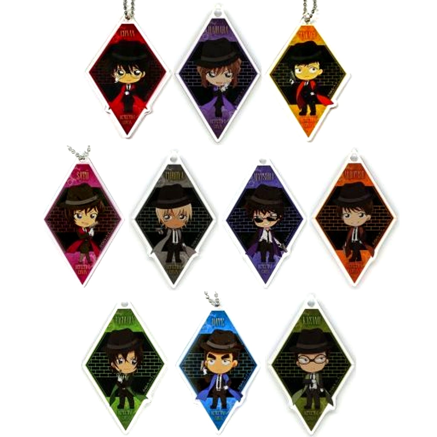 Set of 10 Detective Conan Niitengo Acrylic Keychain Old Suit ver. [USED]