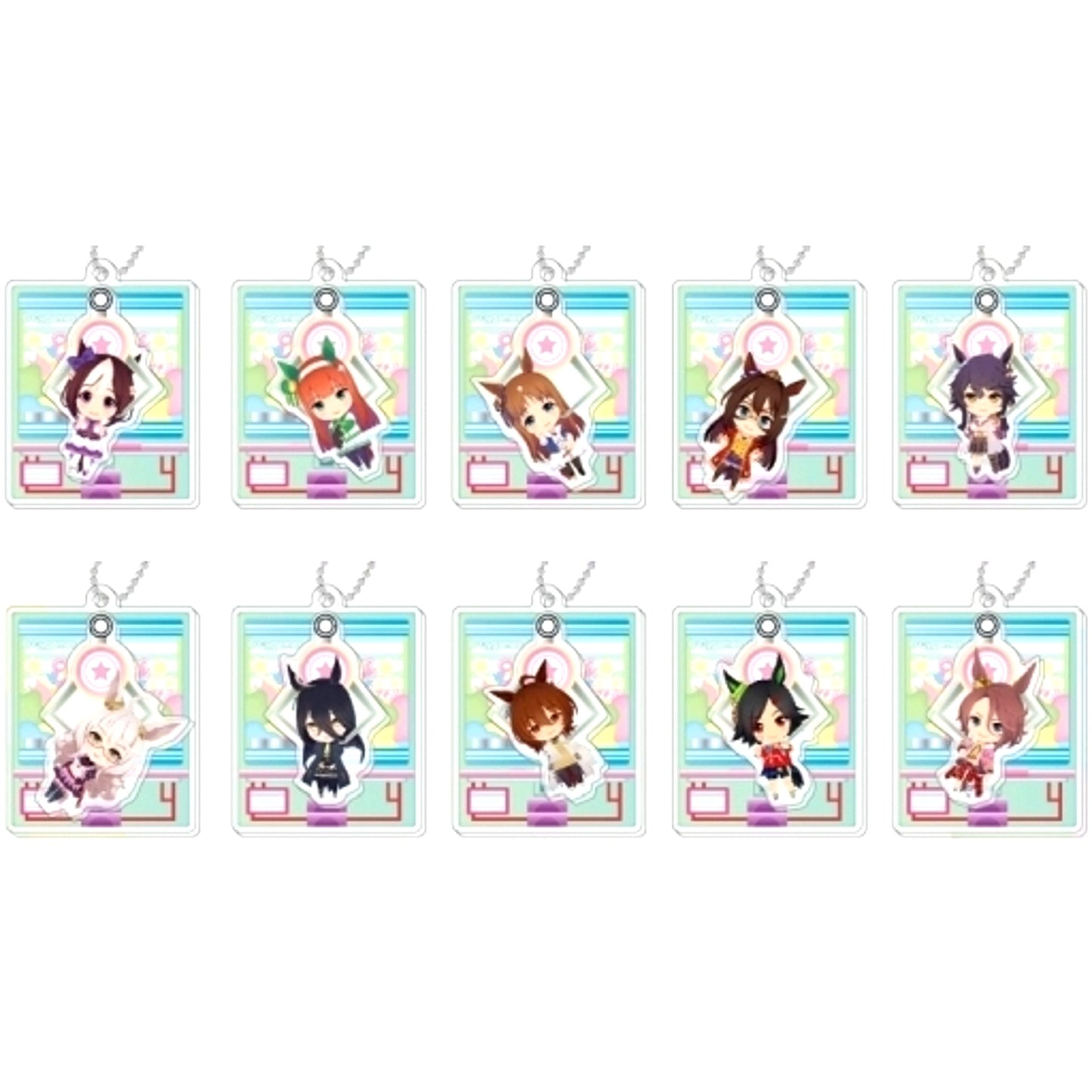 Set of 10 Umamusume Pretty Derby PuraPura Acrylic Keychain A BOX [USED]