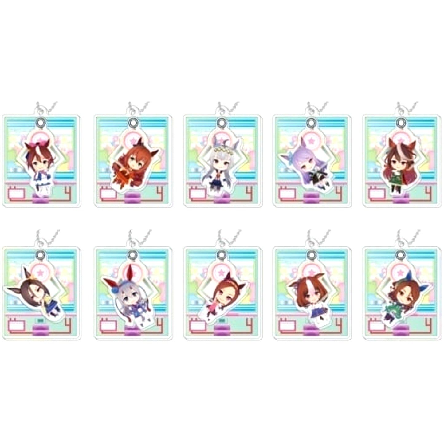 Set of 10 Umamusume Pretty Derby PuraPura Acrylic Keychain B BOX [USED]