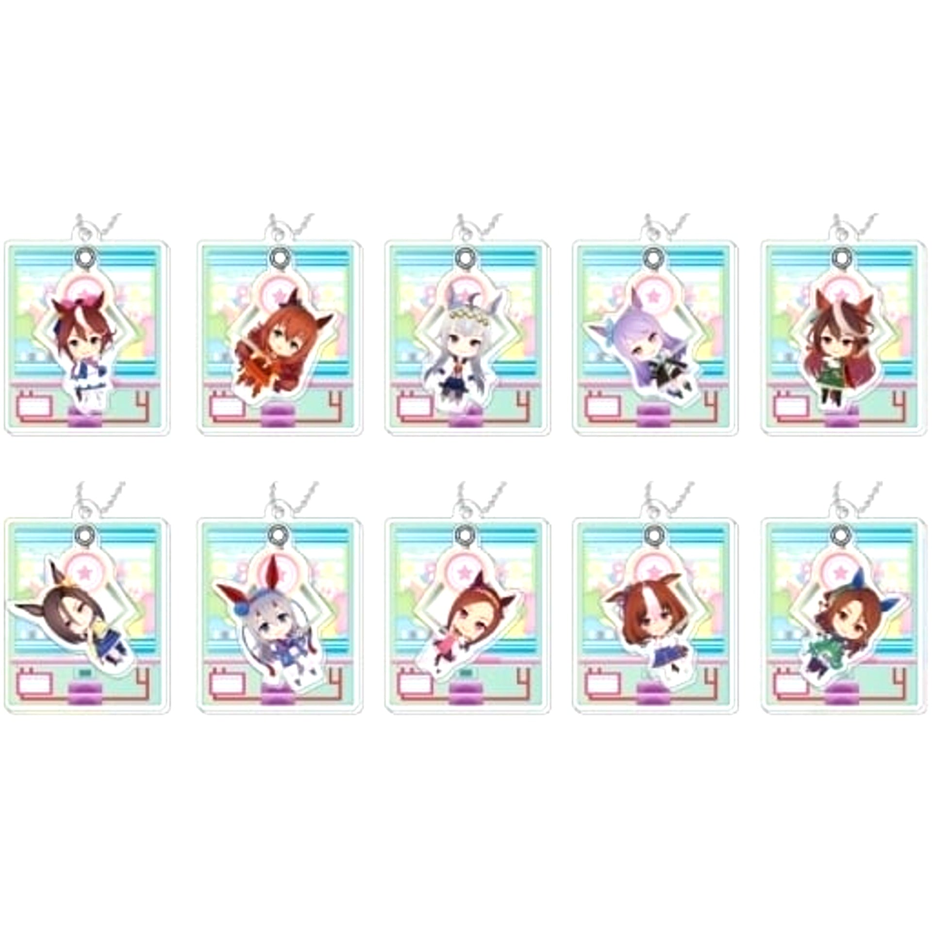 Set of 10 Umamusume Pretty Derby PuraPura Acrylic Keychain B BOX [USED]