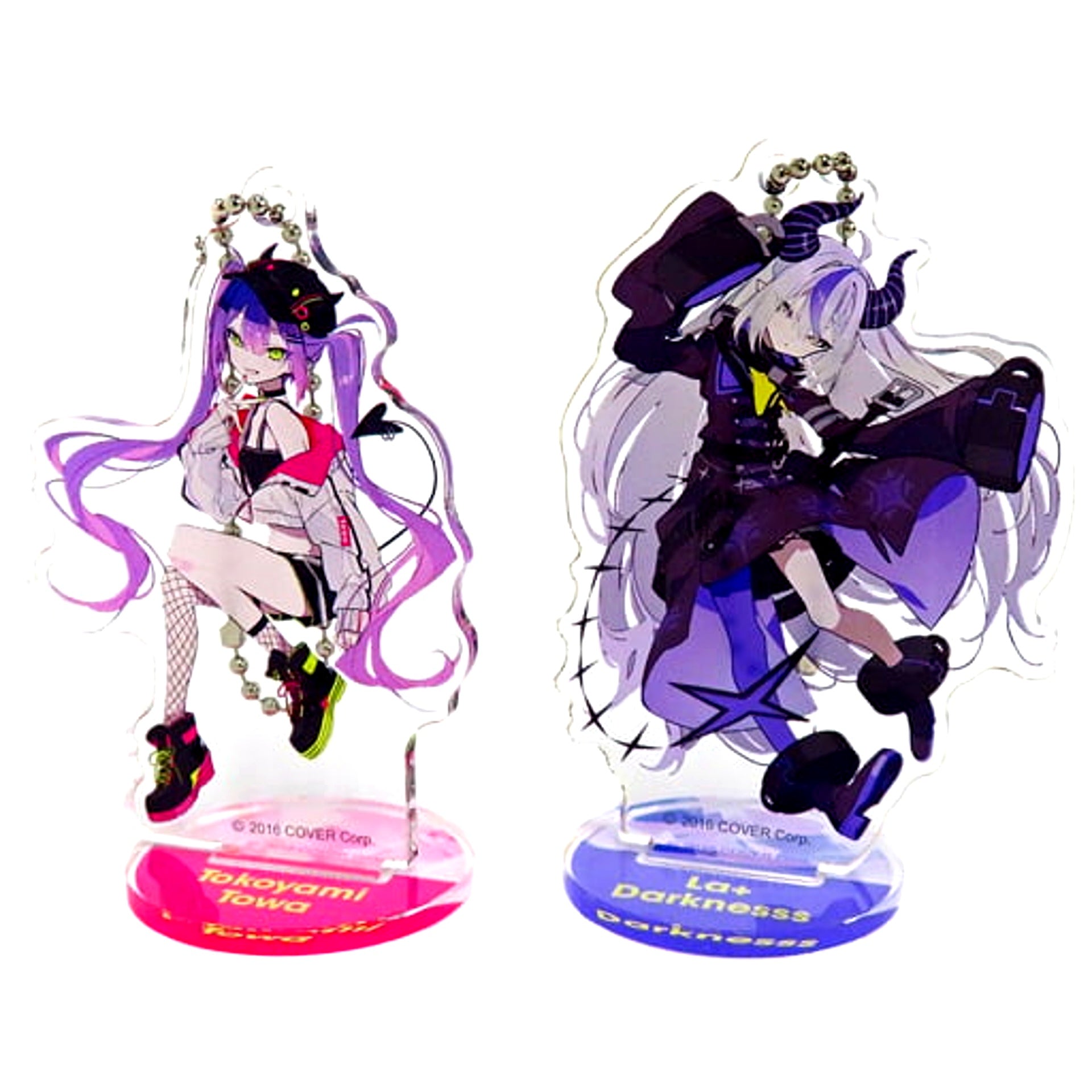 Set of 2 Tokoyami Towa & La+ Darknesss hololive Acrylic Stand Keychain Set Kei Mochizuki Illust x Cap Toru [USED]
