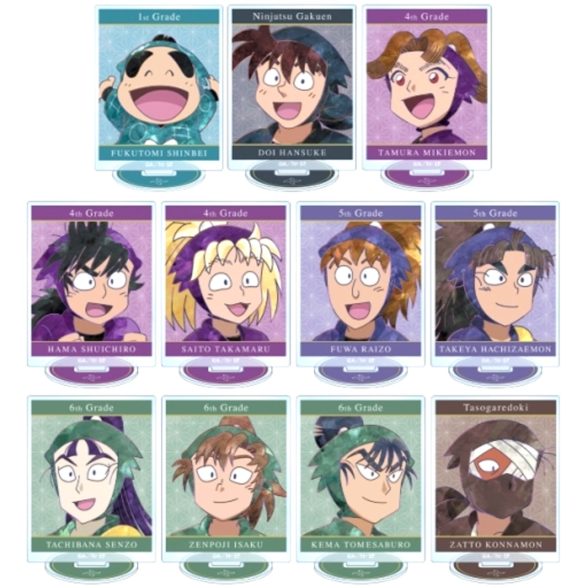 Set of 11 Nintama Rantaro Trading Ani-Art Vol. 2 Acrylic Stand Ver. B [USED]