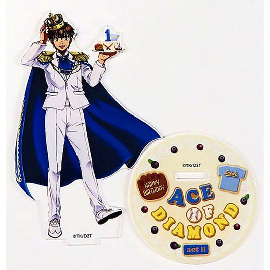 Eijun Sawamura Illustration Birthday Big Acrylic Stand Ace of Diamond Act II x PRINCESS CAFE [USED]