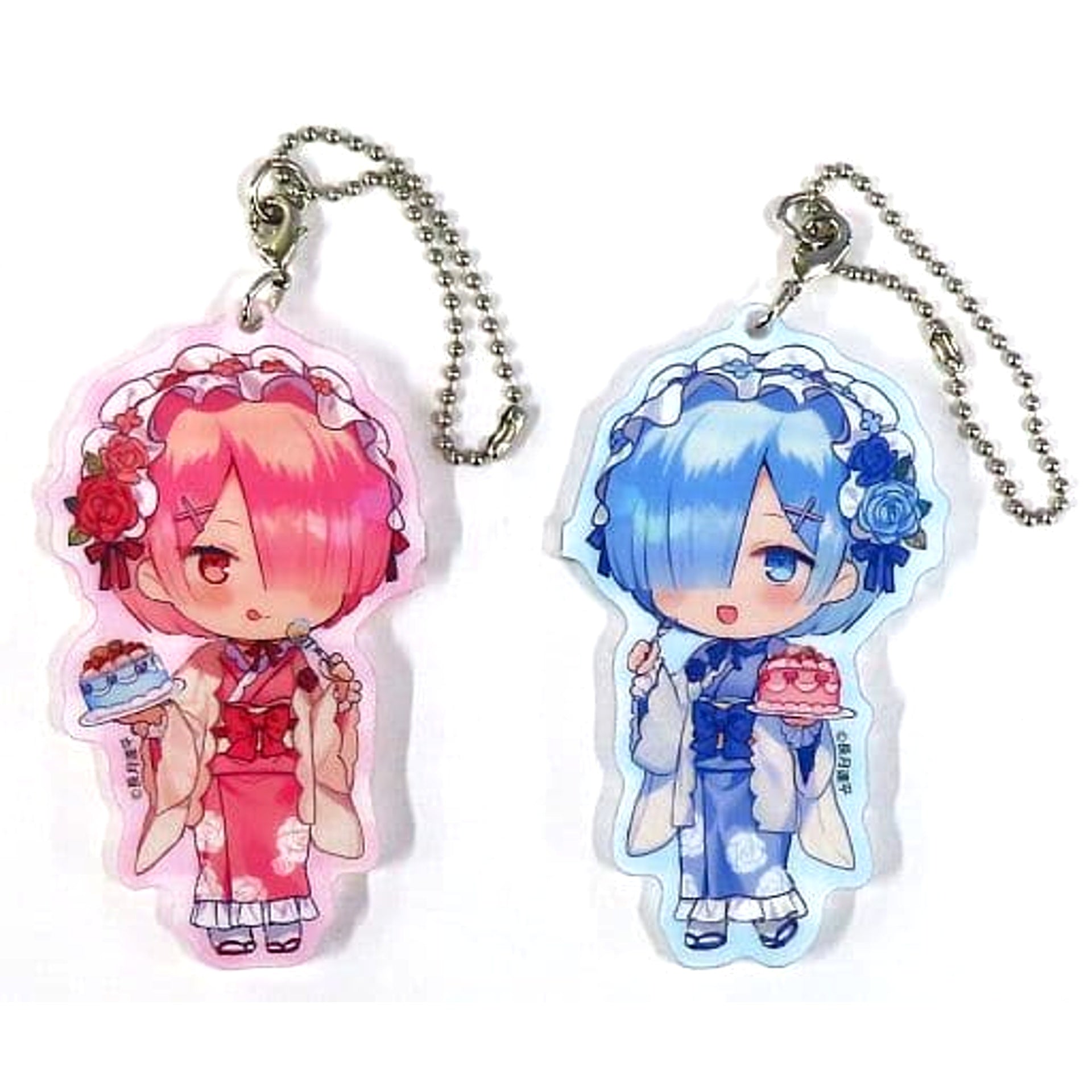 Re:ZERO -Starting Life in Another World- Rem Ram Pair Acrylic Keychain Big Size Monthly Comic Alive Limited March 2023 Issue Supplement Keychains [USED]