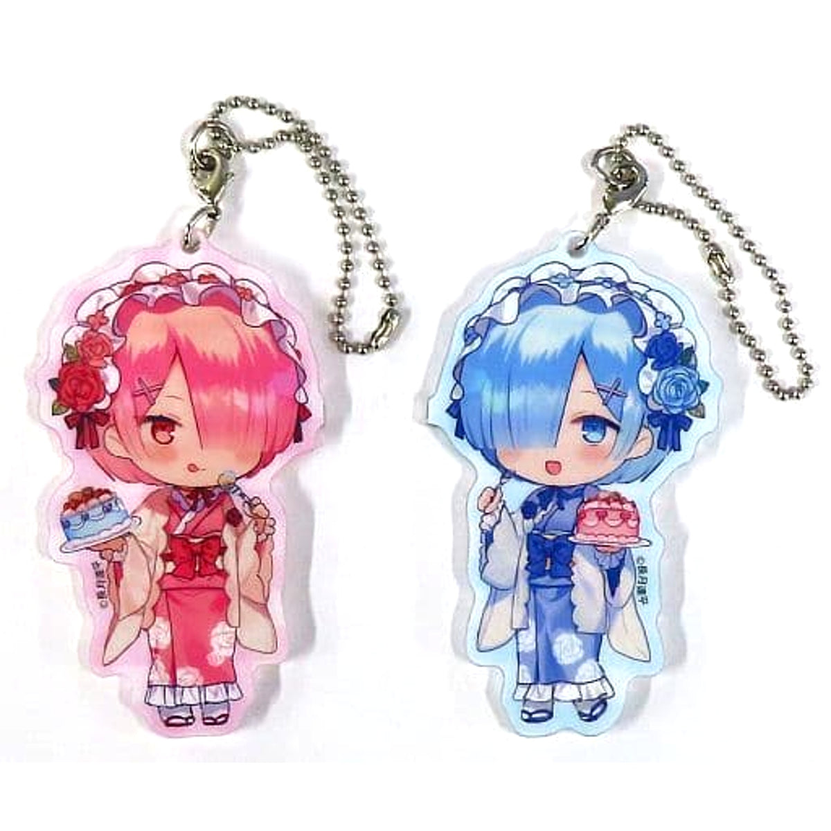 Re:ZERO -Starting Life in Another World- Rem Ram Pair Acrylic Keychain Big Size Monthly Comic Alive Limited March 2023 Issue Supplement Keychains [USED]