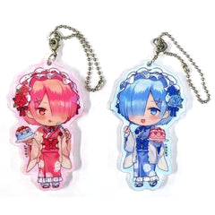 Re:ZERO -Starting Life in Another World- Rem Ram Pair Acrylic Keychain Big Size Monthly Comic Alive Limited March 2023 Issue Supplement Keychains [USED]