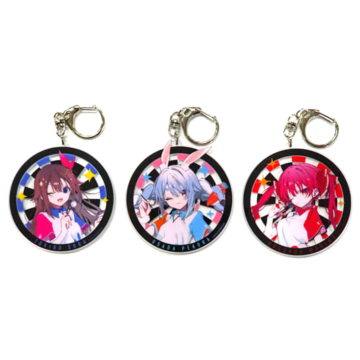 hololive Tokino Sora and Usada Pekora and Houshou Marine DARTSLIVE Collaboration Ver. Acrylic Keychain Set of 3 [USED]