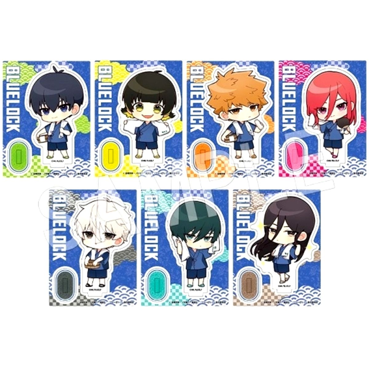 Set of 7 Blue Lock x Gokurakuyu RAKU SPA Egoists Furo Lock Trading Acrylic Stand Spa Wear Ver. [USED]