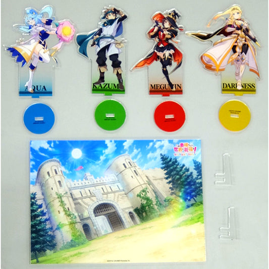 Aqua Kazuma Megumin Darkness Diorama Acrylic Stand Set Legendary Adventurer Party KonoSuba: Fantastic Days [USED]