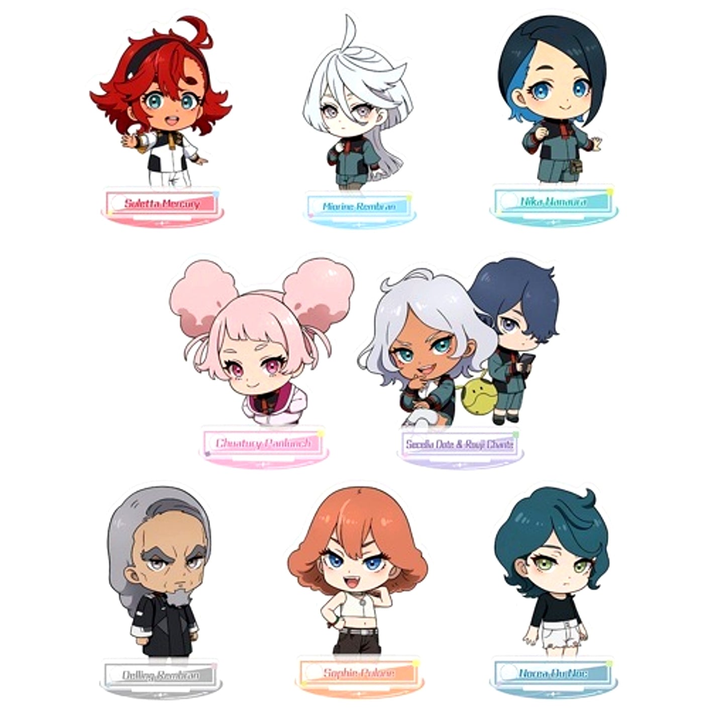 Set of 8 Mobile Suit Gundam: The Witch from Mercury Acrylic Stand 01 [USED]