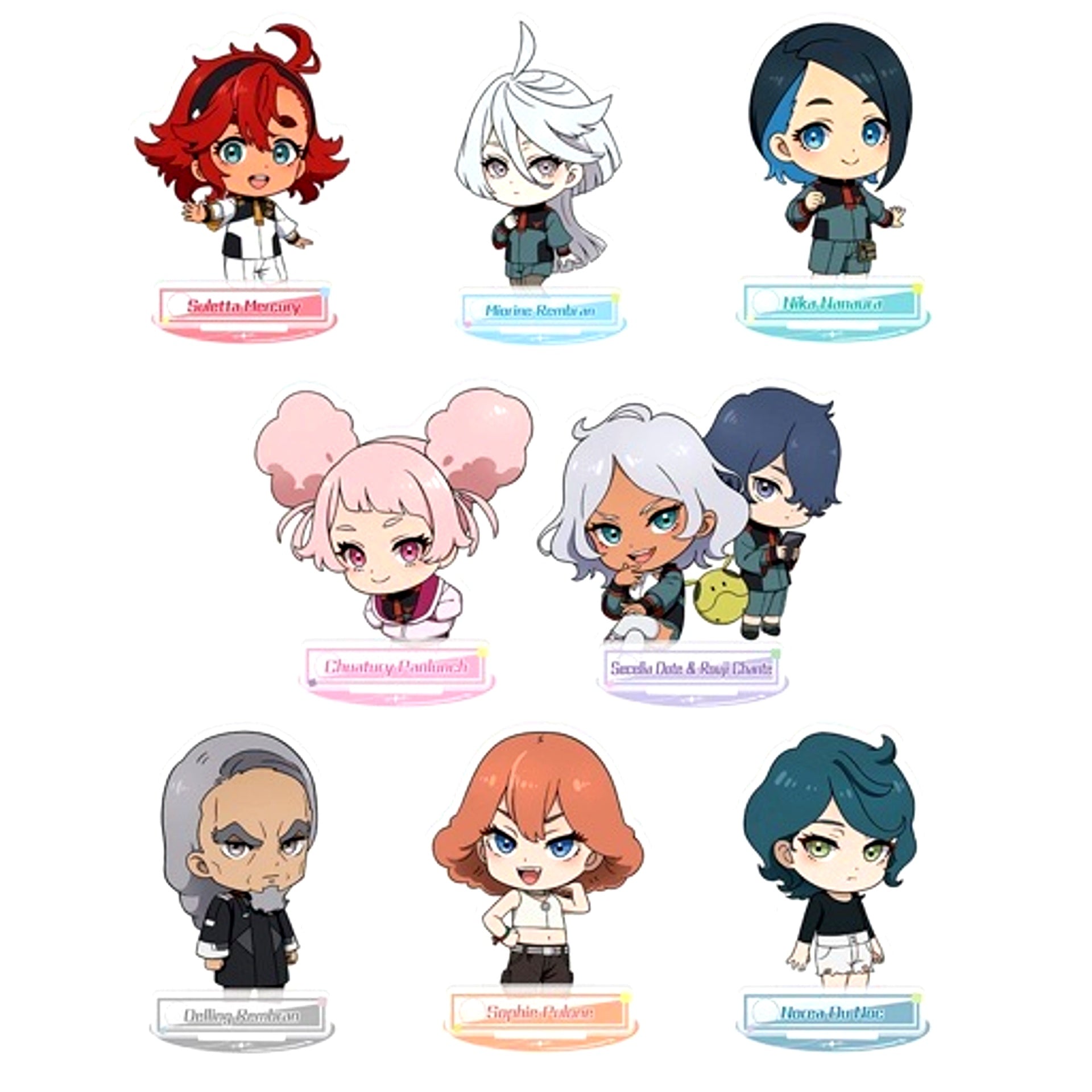 Set of 8 Mobile Suit Gundam: The Witch from Mercury Acrylic Stand 01 [USED]