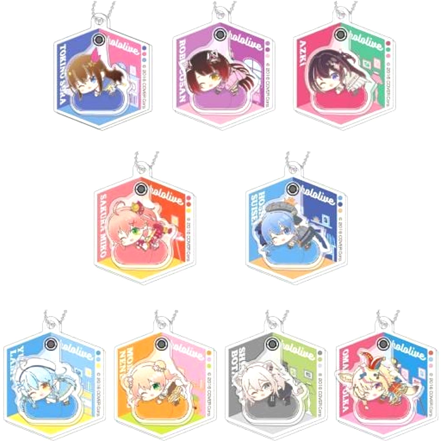 Set of 9 hololive Pura Pura Acrylic Keychain Hug Meets A BOX [USED]