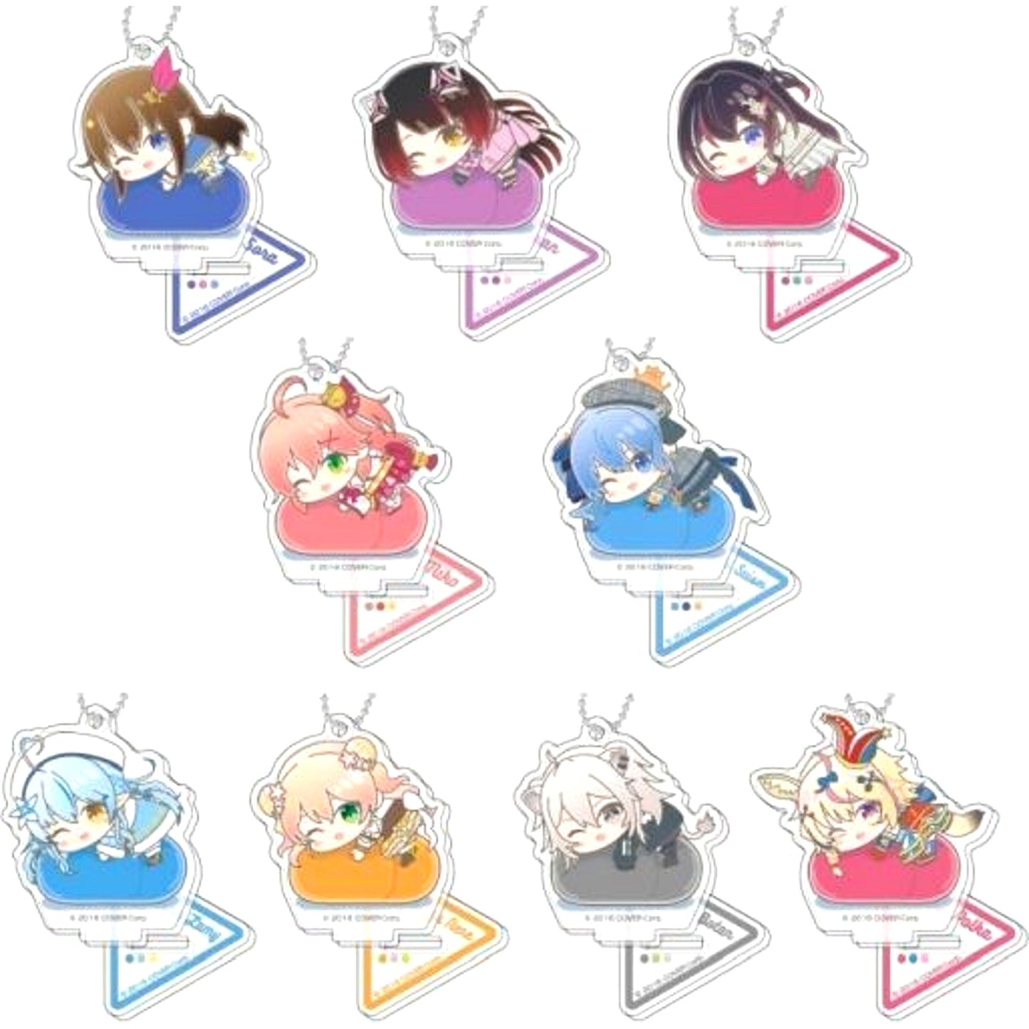 Set of 9 hololive Stand Mini Acrylic Keychain Hug Meets A BOX [USED]