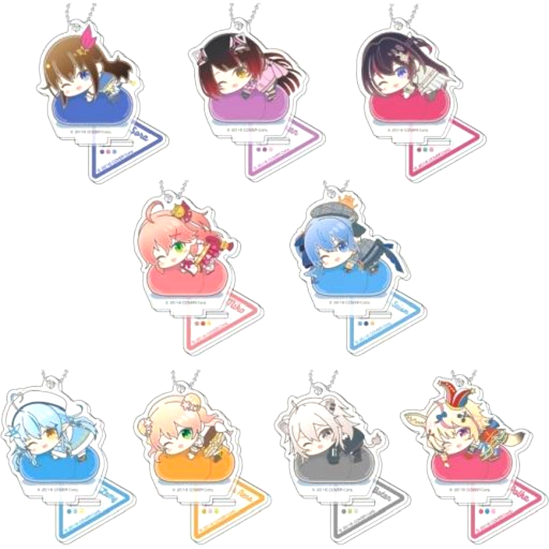 Set of 9 hololive Stand Mini Acrylic Keychain Hug Meets A BOX [USED]