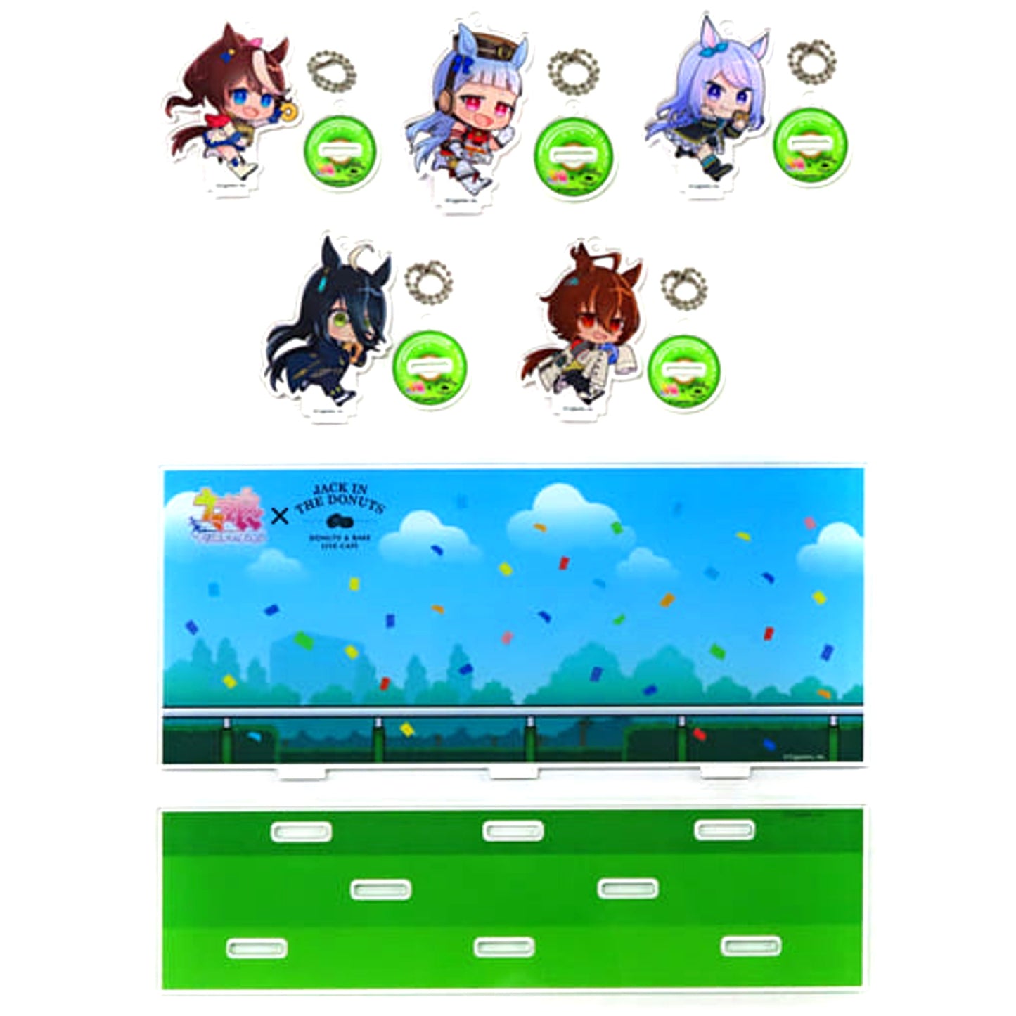 Umamusume: Pretty Derby Group Acrylic Stand Keychain + Acrylic Diorama Set Turf x Jack in the Donuts [USED]