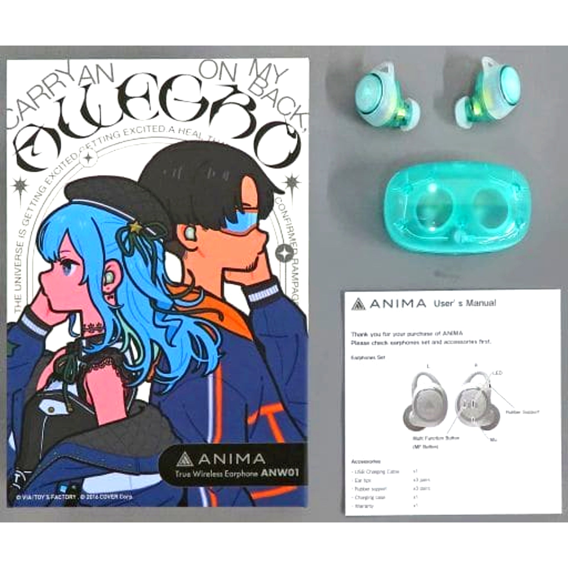 Suisei Hoshimachi and TAKU INOUE hololive Midnight Grand Orchestra x ANIMA Wireless Earphones ANIMA ANW01 [USED]