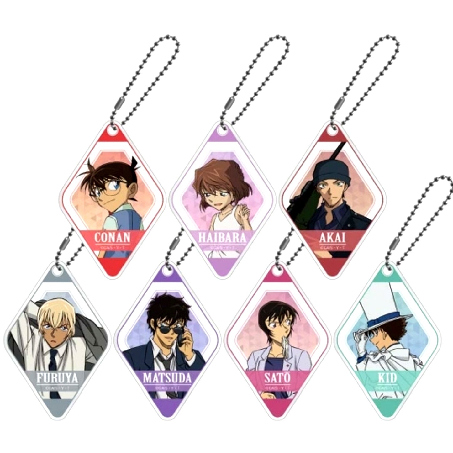 Set of 7 Detective Conan Trading Acrylic Keychain H [USED]