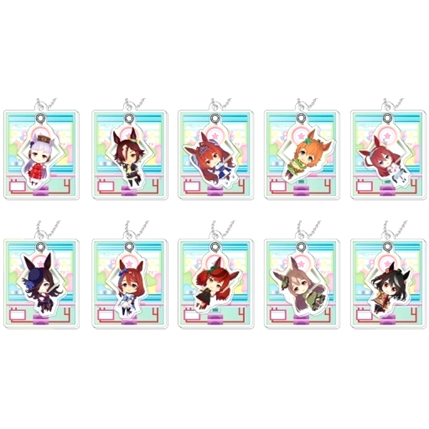 Set of 10 Umamusume Pretty Derby PuraPura Acrylic Keychain C BOX [USED]