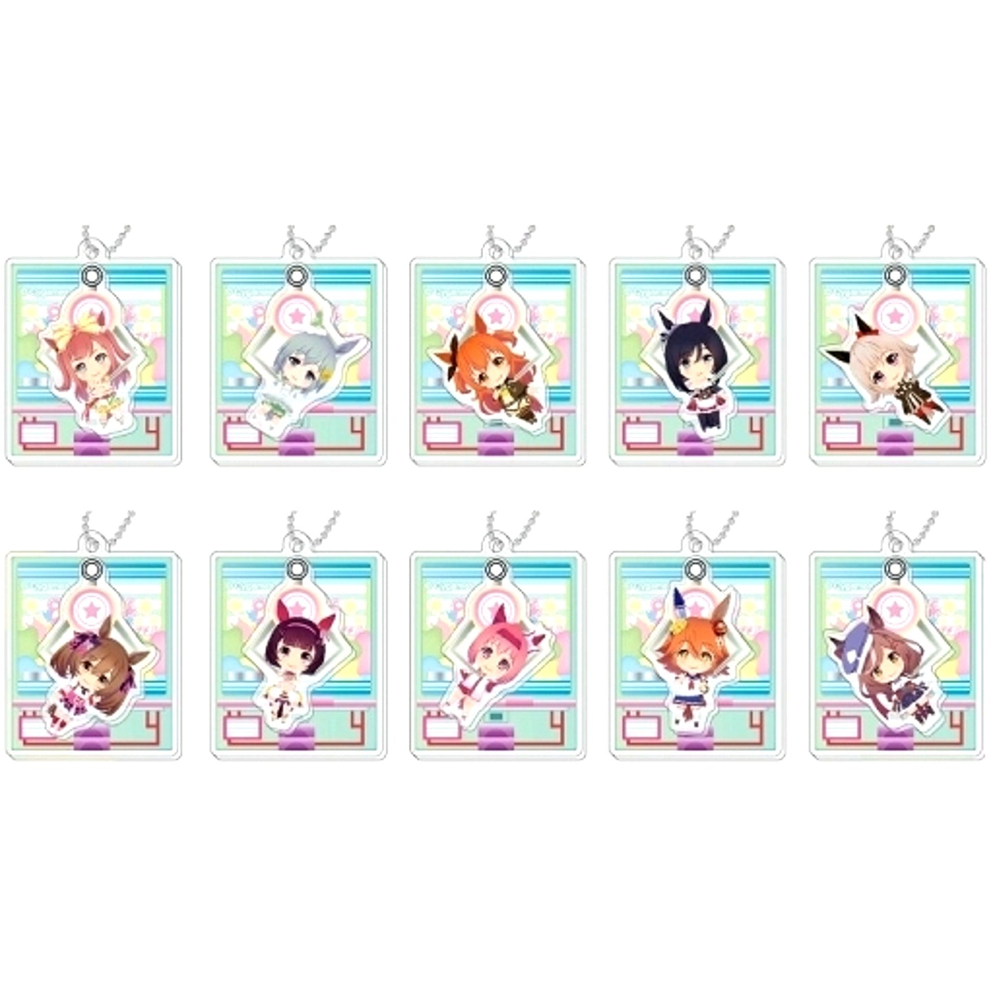 Set of 10 Uma Musume Pretty Derby Purapura Acrylic Keychain D BOX [USED]