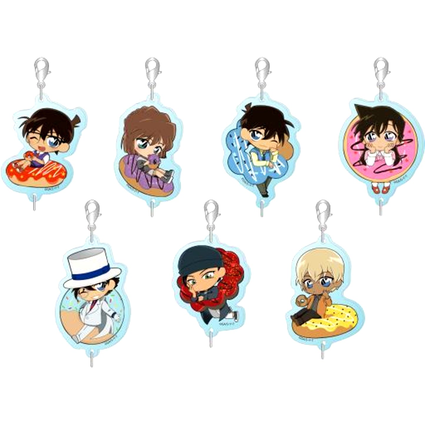 Set of 7 Detective Conan Connecting Acrylic Charm Donut Series [USED]
