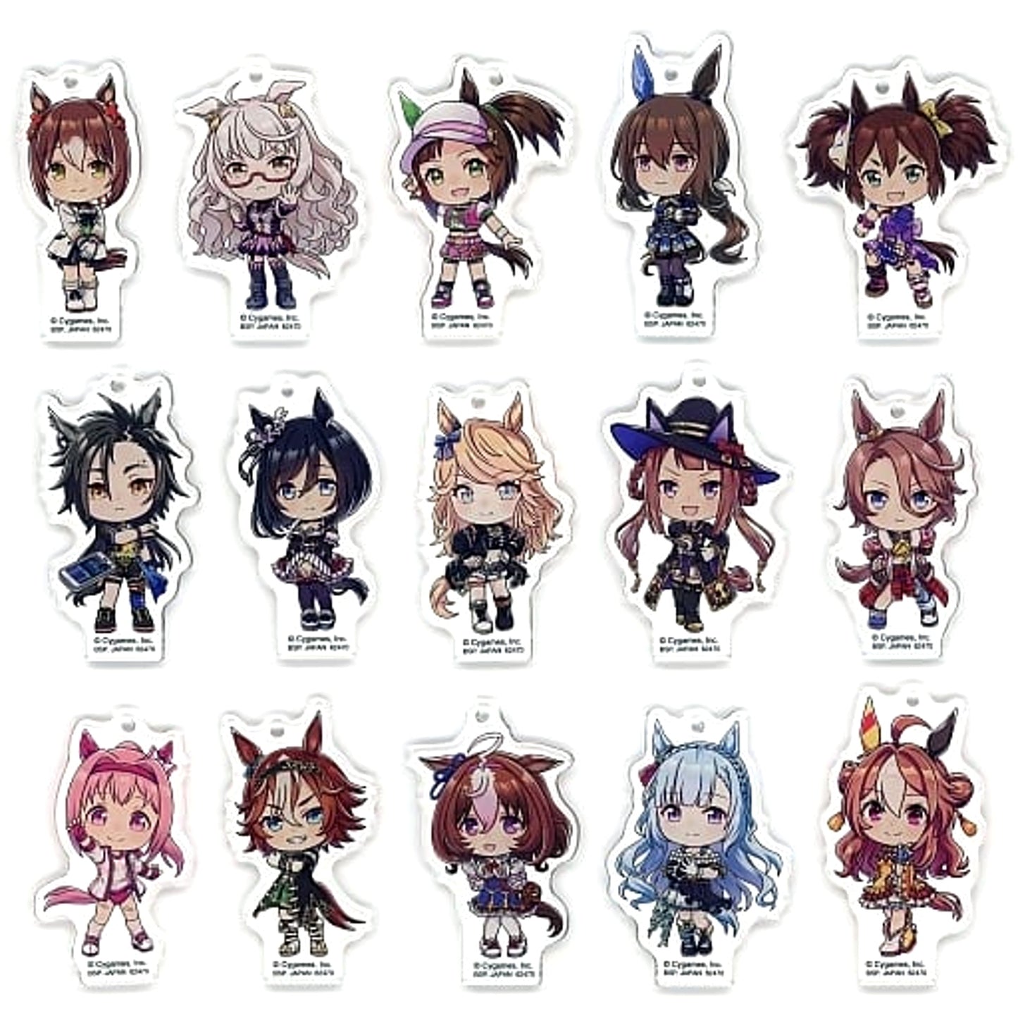 Umamusume: Pretty Derby Fine Motion & Others All 15 Types Set Ichiban Kuji 5th Acrylic Charms Kyunchara Illustrations Prize G [USED]