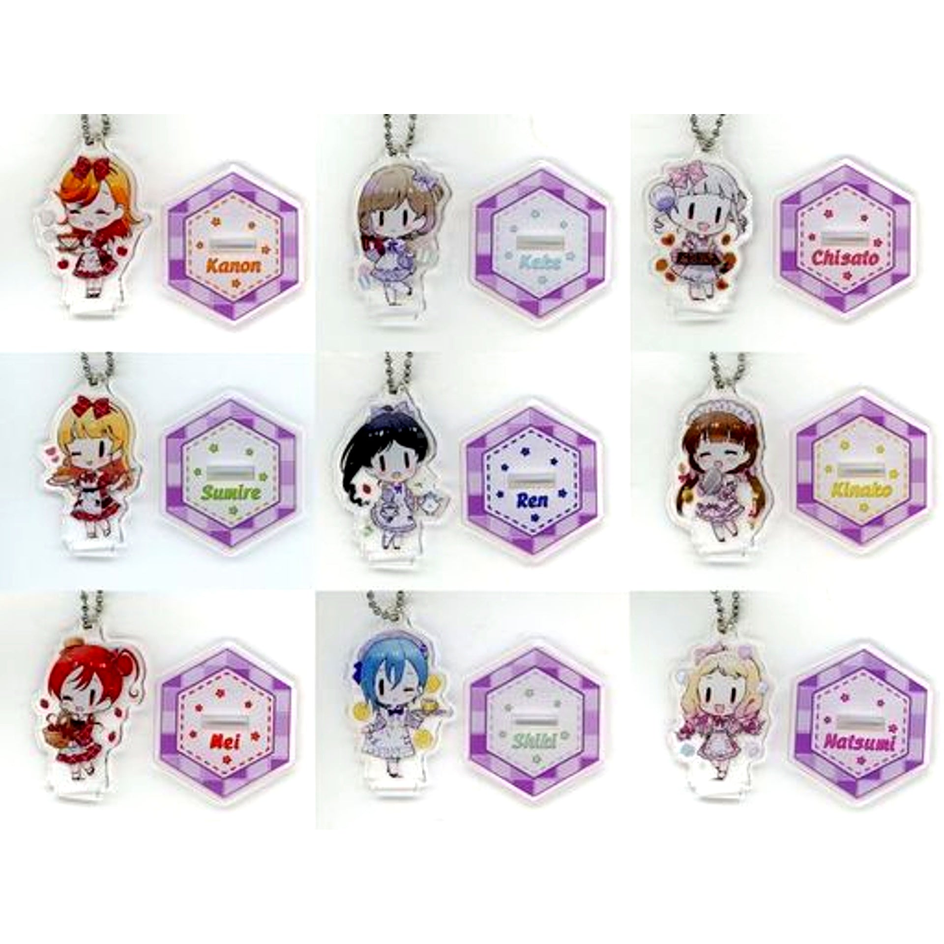 Set of 9 Liella! Waitress Love Live! Series GiGO Collabo Cafe LoveLive!Days Deformed Acrylic Keychain with Stand [USED]