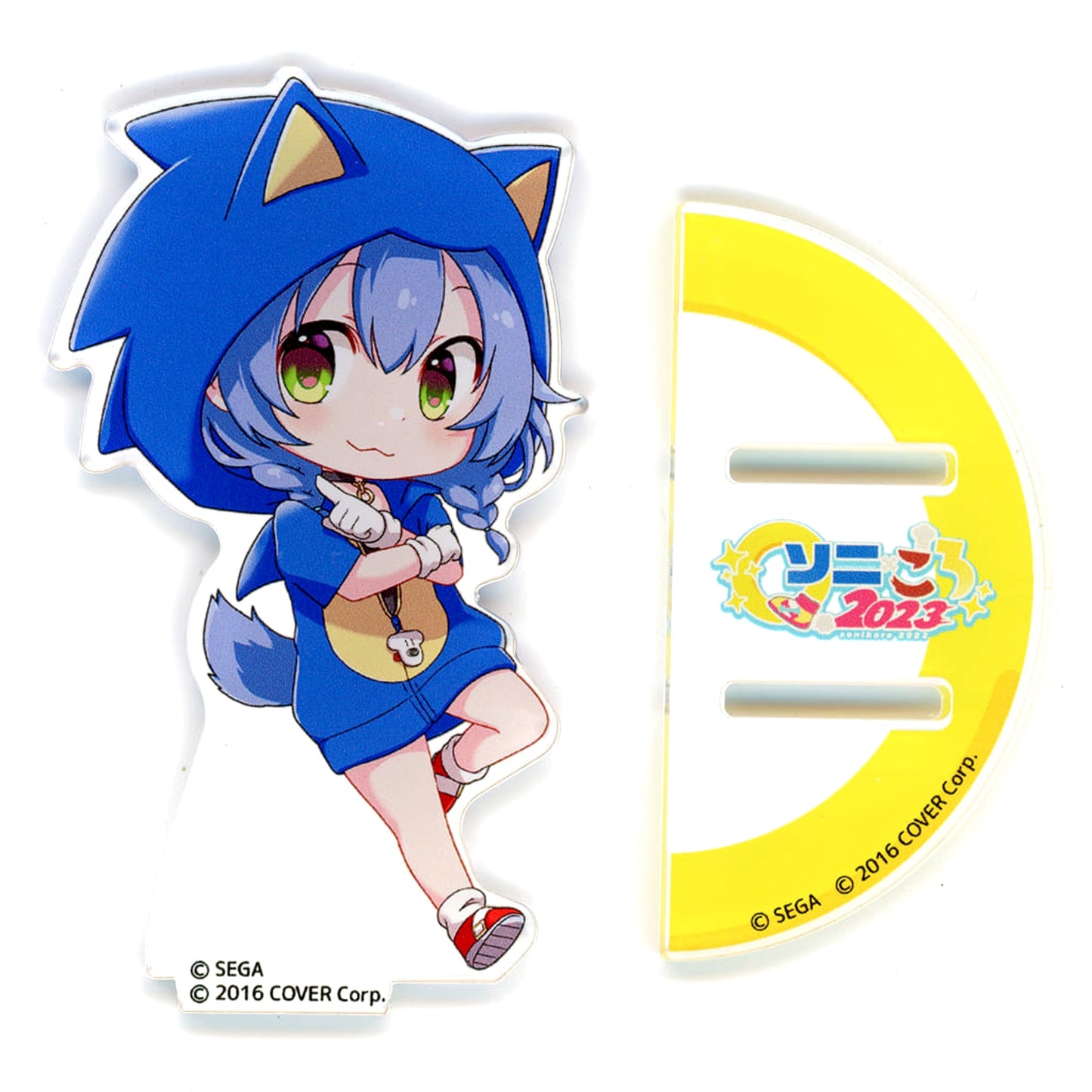 VTuber Hololive Inugami Korone Sonic Mini Character Sega Lucky Kuji Online Soni X Koro 2023 Acrylic Stand Prize D-3 [USED]