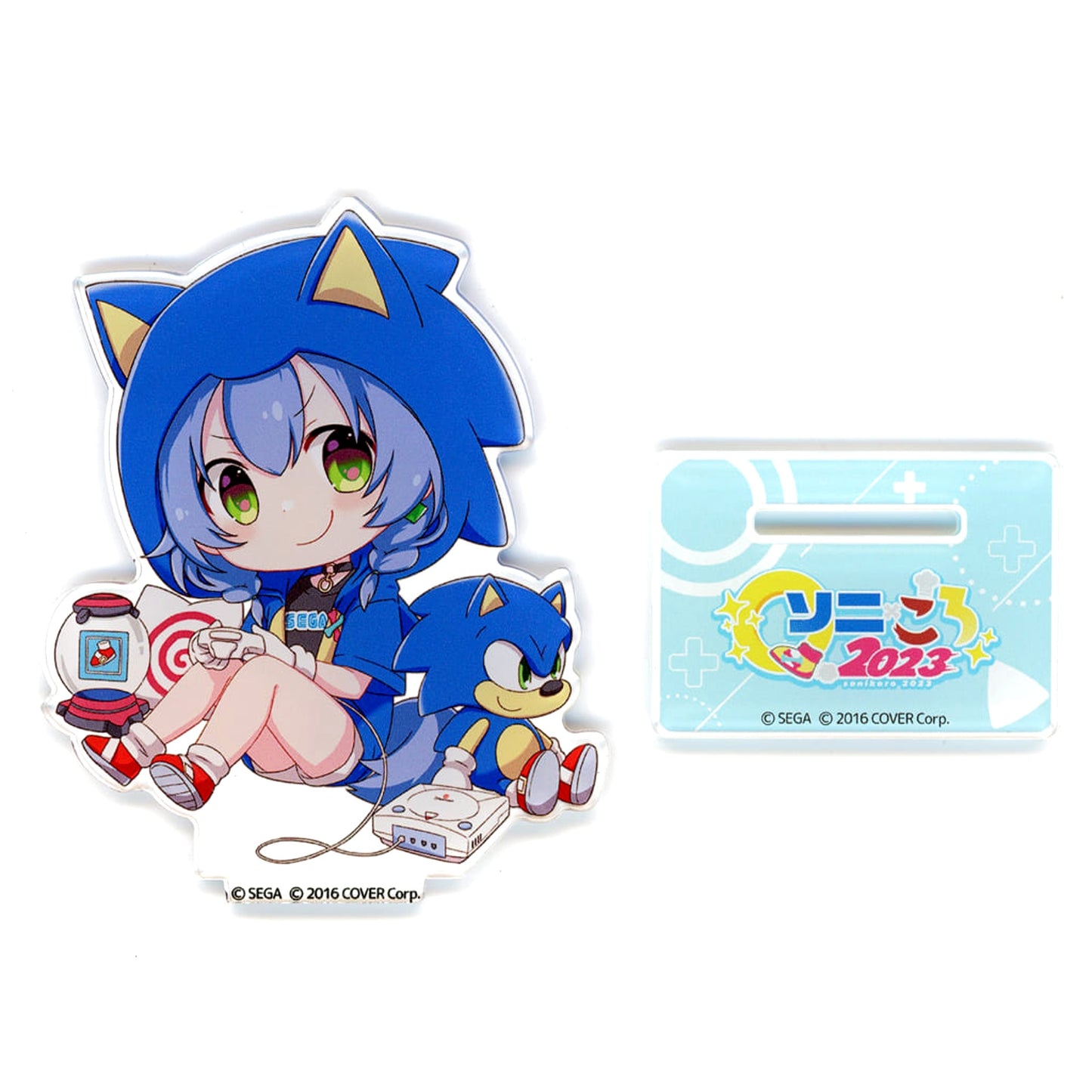 VTuber Hololive Inugami Korone Sonic Dreamcast Sega Lucky Kuji Online Soni X Koro 2023 Acrylic Stand Prize D-6 [USED]
