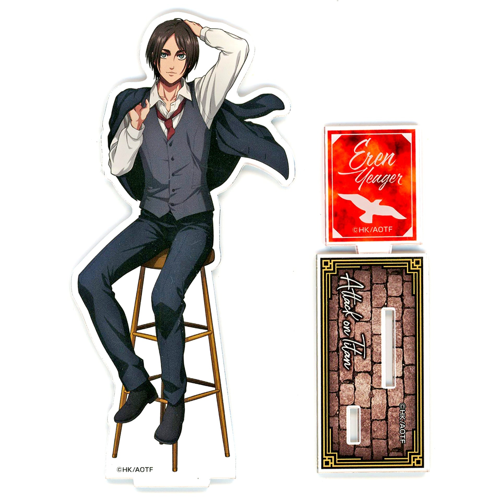Eren Yeager Attack on Titan x Don Quijote Drawn Illustration BIG Acrylic Stand Suit Ver. [USED]