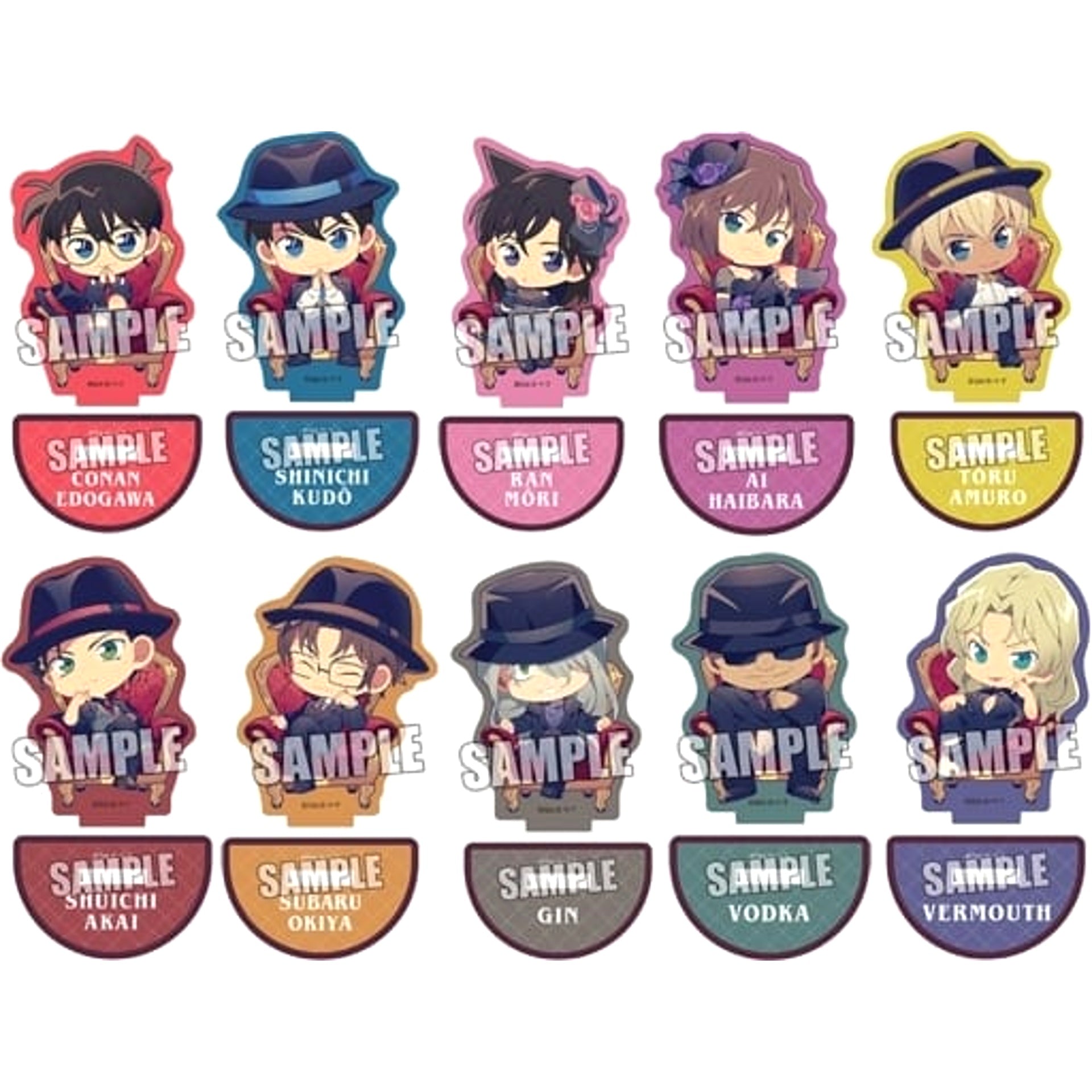 Detective Conan Conan Edogawa & Others All 10 Types Set Trading Mini Acrylic Stand Chair Ver. Acrylic Stands [USED]