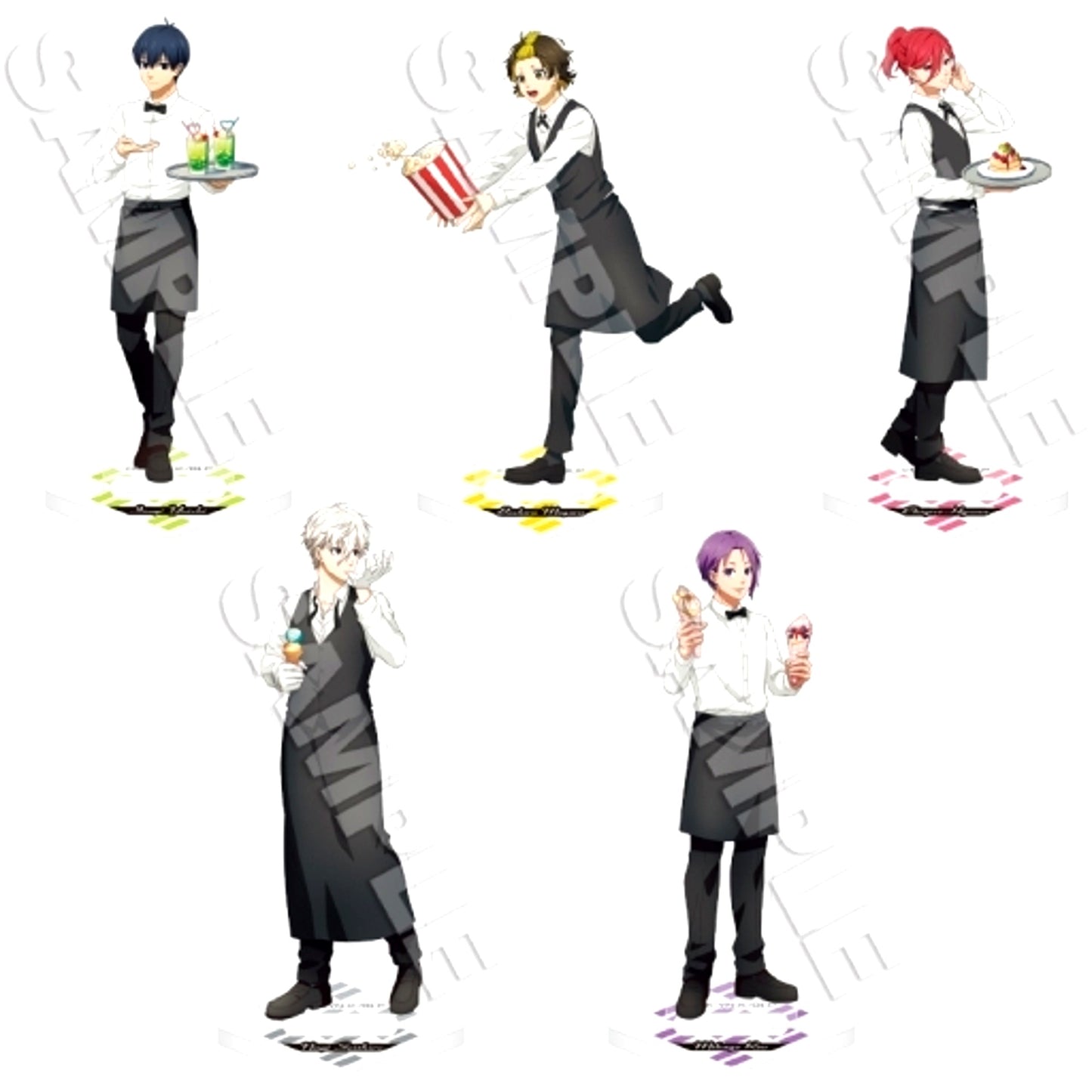 Set of 5 Blue Lock Mini Mini Acrylic Stand Collection Cafe [USED]