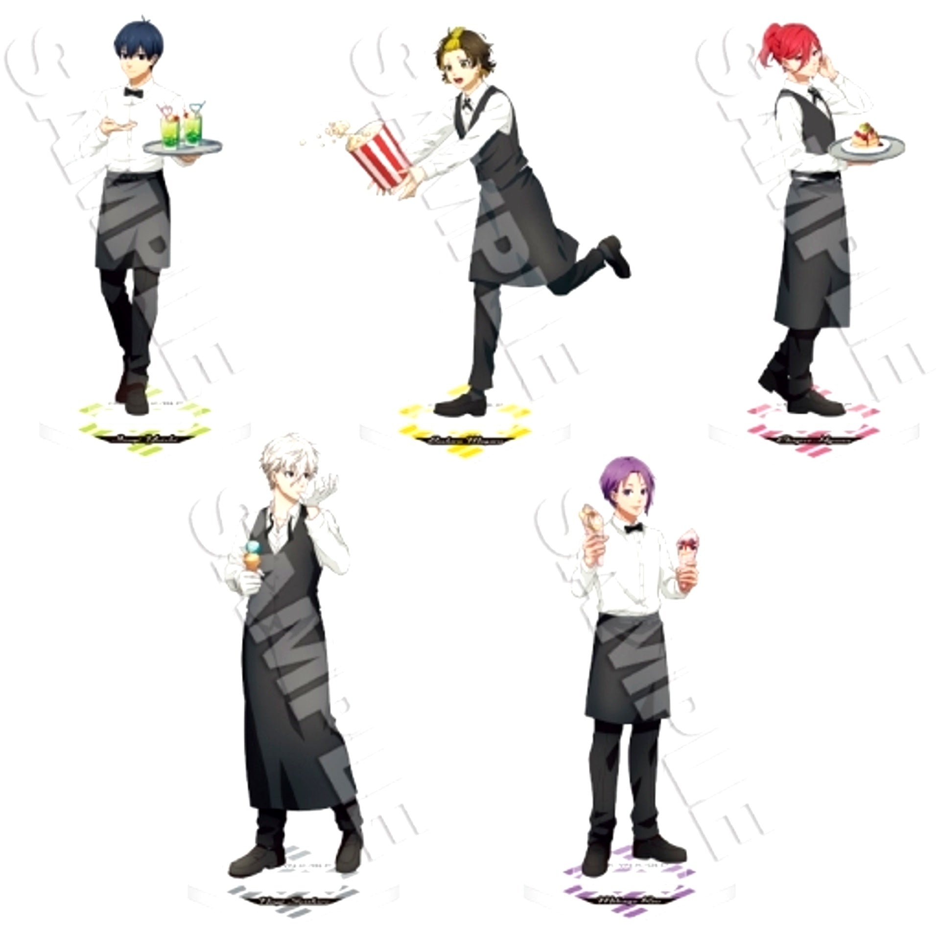 Set of 5 Blue Lock Mini Mini Acrylic Stand Collection Cafe [USED]