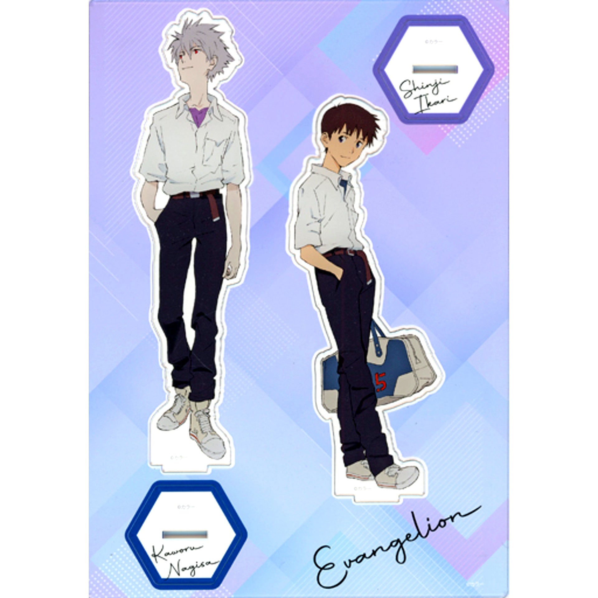 Shinji Ikari & Kaworu Nagisa School Uniform Acrylic Stand Rebuild of Evangelion [USED]