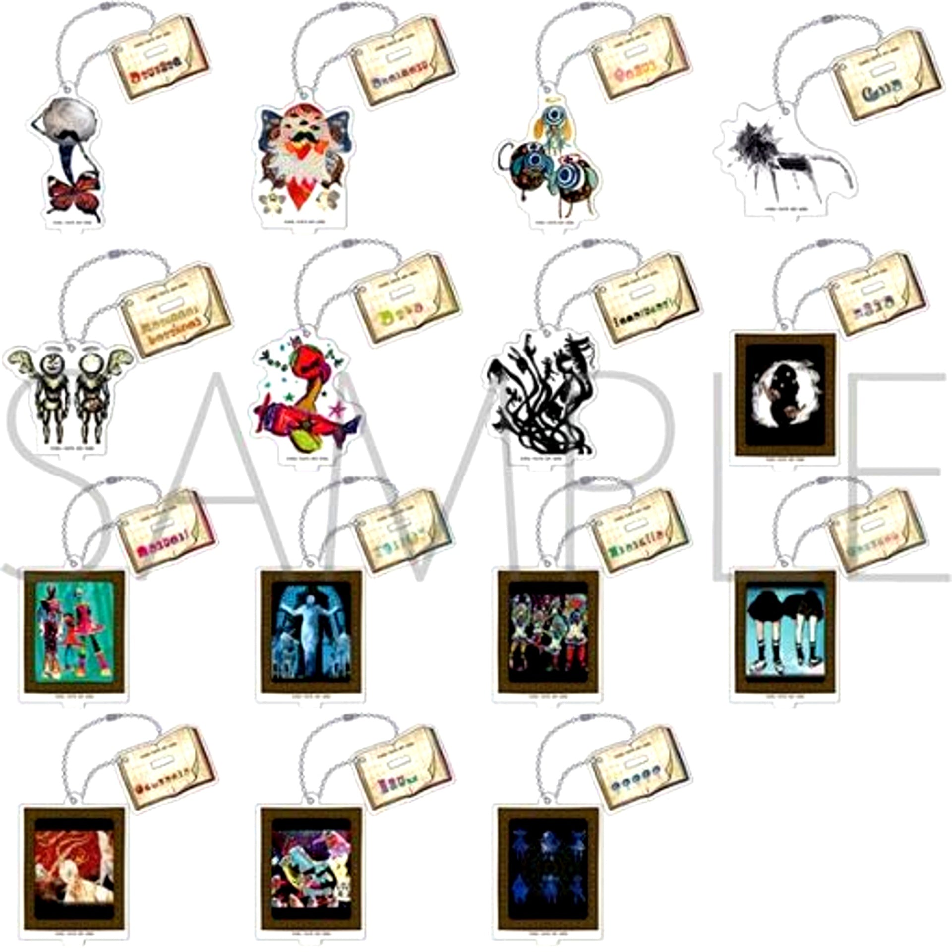 Set of 15 Puella Magi Madoka Magica Witch Minions Acrylic Keychain Collection with Stand [USED]
