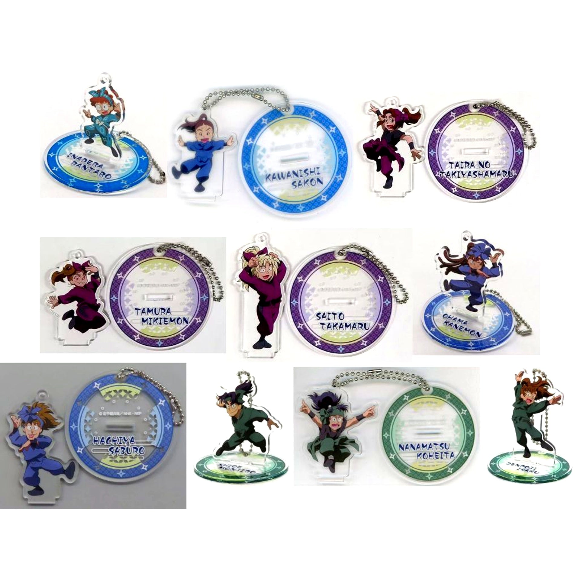 Set of 10 Nintama Rantaro x Joypolis Ninjutsu Gakuen Dance Contest no Dan Trading Acrylic Stand Keychain A [USED]