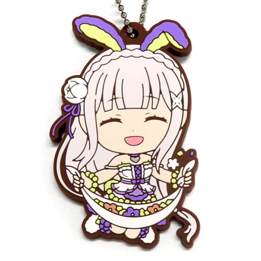 Re:ZERO -Starting Life in Another World- Emilia Ichiban Kuji Animal Parade Rubber Keychain Kyun Chara Illustrations Prize G Keychains [USED]