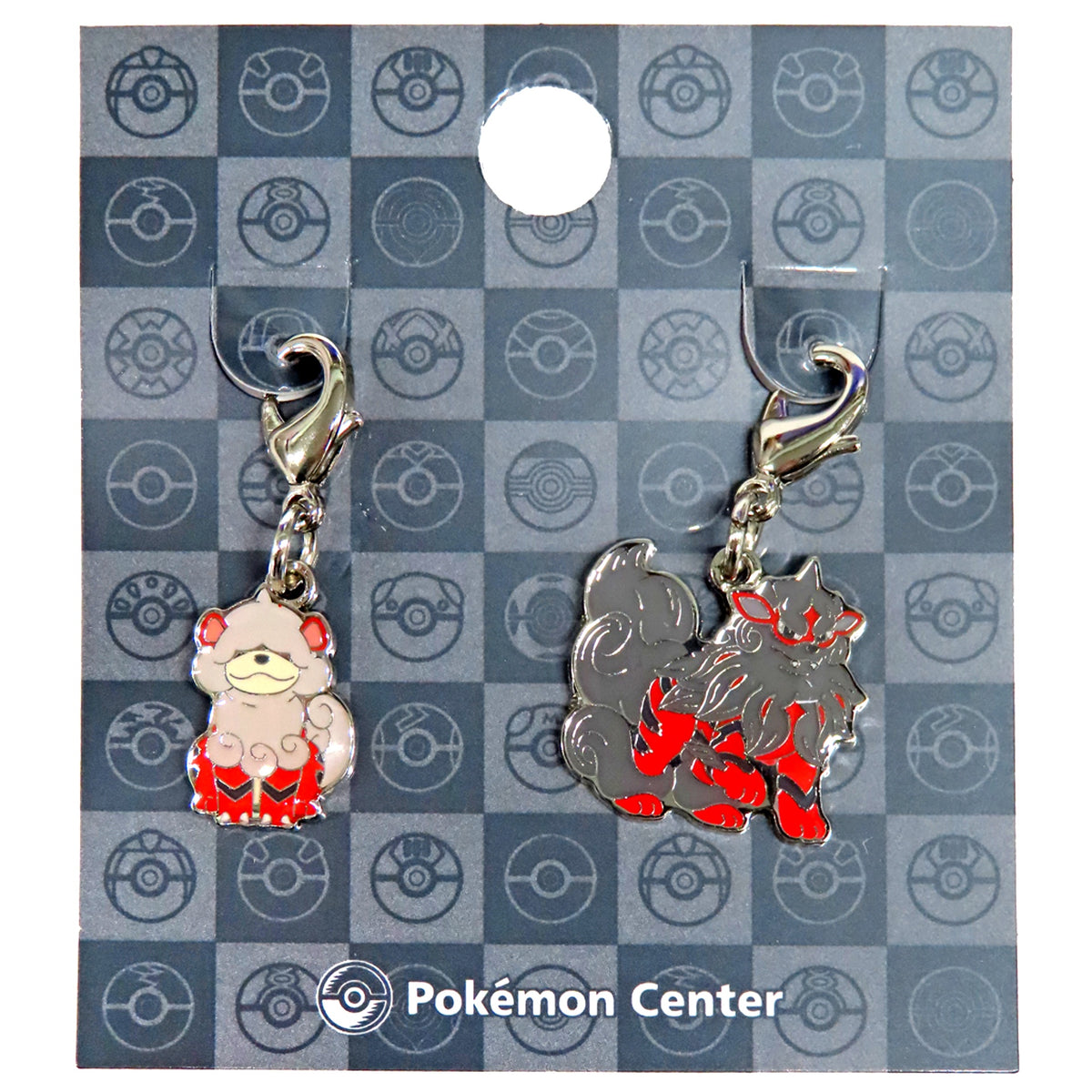 Growlithe & Hisuian Arcanine 58 59 Pokemon National Pokedex Metal Charm Set of 2 Pokemon Center Limited [USED]